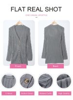 Dokotoo Womens Gray Chunky Cable Knit Casual Cardigan Solid Color Button Down Open Front Loose Sweater Outwear Size Large US 12-14 - Image 13